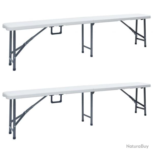 Bancs de jardin pliables lot de 2 180 cm PEHD Blanc