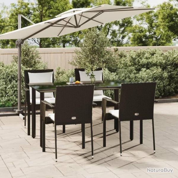Ensemble  manger de jardin coussins 5pcs Noir Rsine tresse