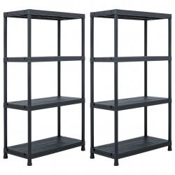 Étagères de rangement 2 pcs Noir 60x30x138 cm Plastique