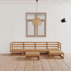 Salon de jardin 6 pcs Marron miel Bois de pin massif