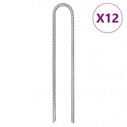 Piquets de tente 12 pcs en forme de U 30cm Ø7mm acier galvanisé