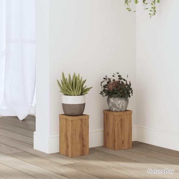 Supports pour plantes 2 pcs chne artisanal bois d'ingnierie