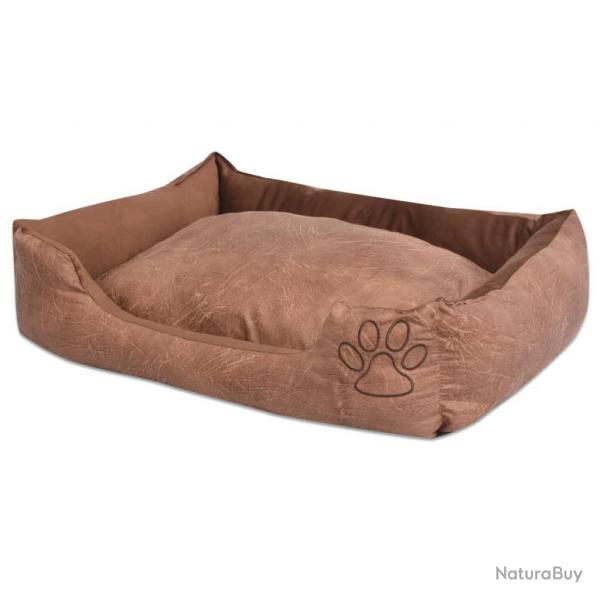 Lit pour chiens avec coussin Cuir artificiel PU Taille S Beige