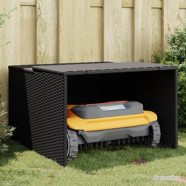 Garage pour robot tondeuse noir 86x90x52/57 cm rsine tresse