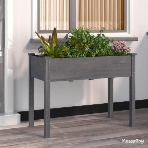 Jardinire avec doublure gris 118x59x76 cm bois massif de sapin
