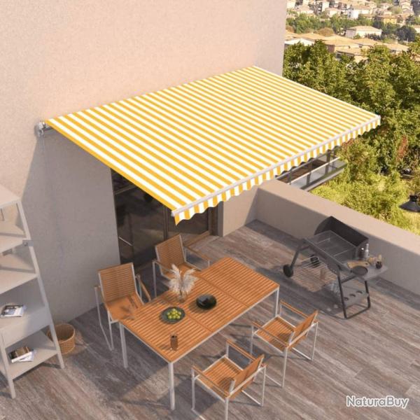 Auvent manuel rtractable 500x350 cm Jaune et blanc