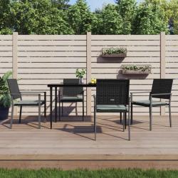 Ensemble à manger de jardin 5 pcs coussins résine tressée acier