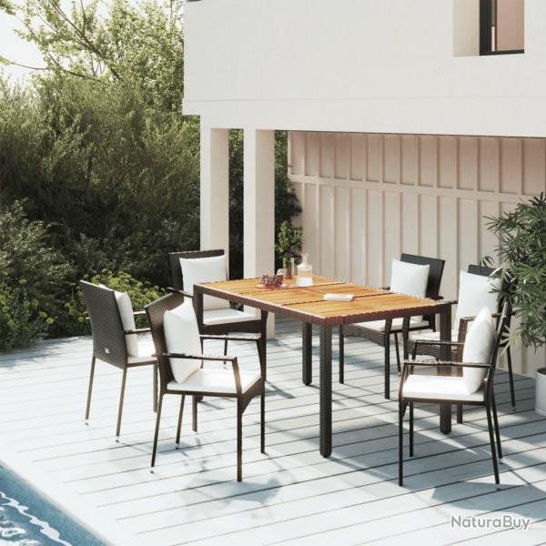 Ensemble  manger de jardin coussins 5pcs Noir Rsine tresse