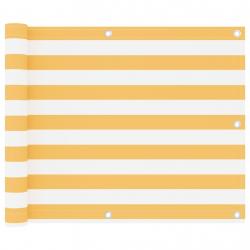 Écran de balcon Blanc et jaune 75x600 cm Tissu Oxford