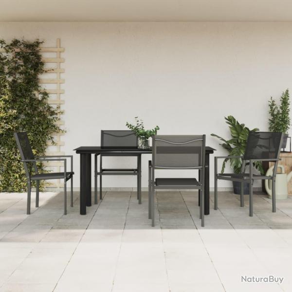 Ensemble  manger de jardin 5 pcs noir textilne et acier