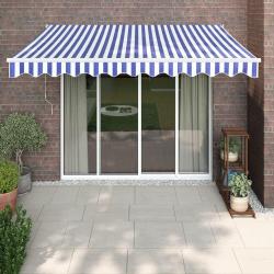 Auvent rétractable automatique bleu et blanc 3x2,5 m