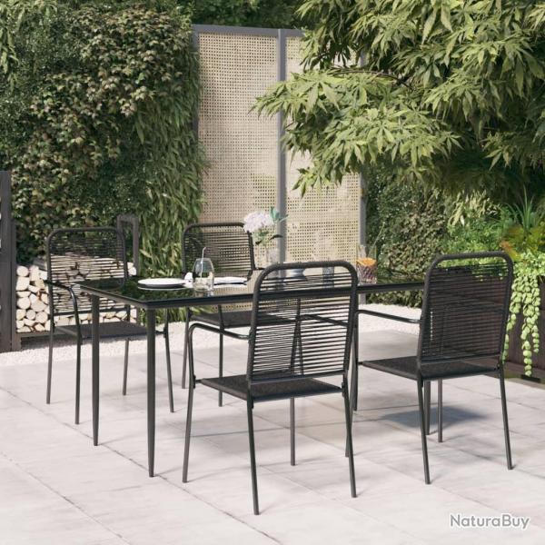 Ensemble  manger de jardin 5 pcs Noir Corde de coton et acier