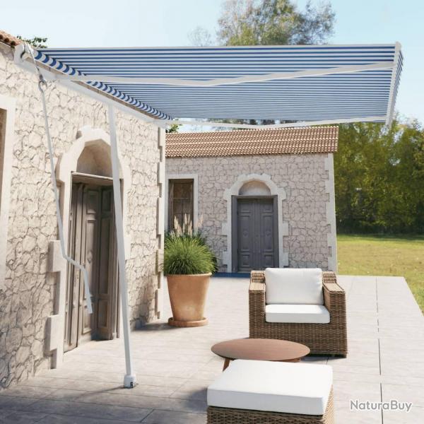 Auvent automatique sur pied 300x250 cm Bleu/Blanc