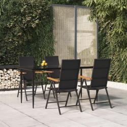 Ensemble à manger de jardin 5 pcs Noir et marron Résine tressée
