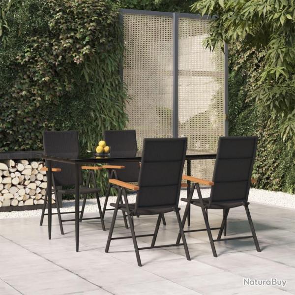 Ensemble  manger de jardin 5 pcs Noir et marron Rsine tresse