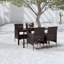 Ensemble à manger de jardin avec coussins 5 pcs Noir
