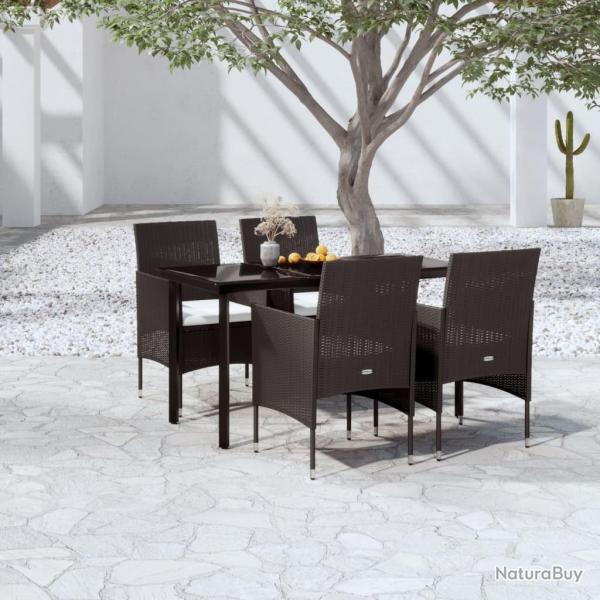 Ensemble  manger de jardin avec coussins 5 pcs Noir