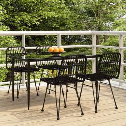 Ensemble à manger de jardin 5 pcs Noir Résine tressée