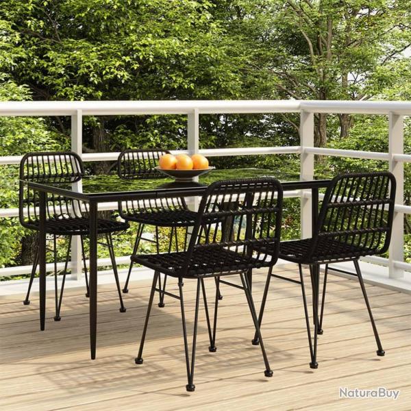 Ensemble  manger de jardin 5 pcs Noir Rsine tresse
