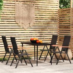 Ensemble à manger de jardin 5 pcs Noir