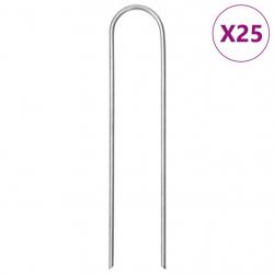 Piquets de sol en forme de U 25 pcs 15x3,5 cm acier galvanisé