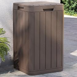 Poubelle d'extérieur marron 38x38x65 cm PP