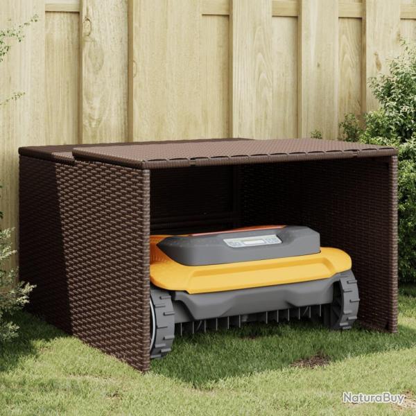 Garage pour robot tondeuse marron 86x90x52/57 cm rsine tresse