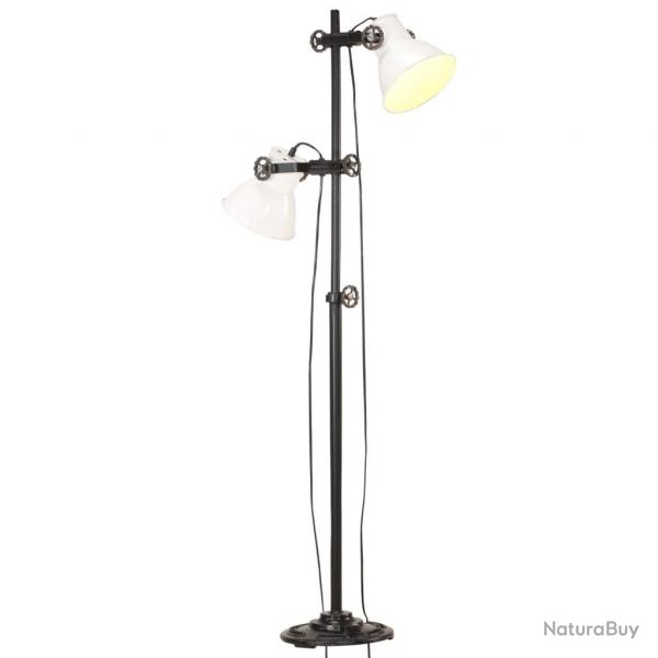 Lampadaire avec 2 abat-jour Blanc E27 Fonte