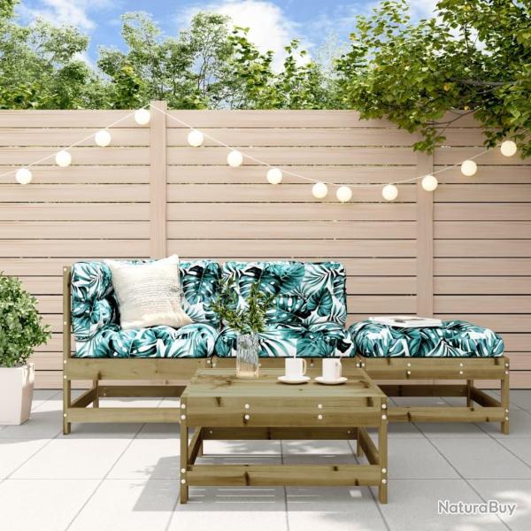 Salon de jardin 4 pcs avec coussins bois de pin imprgn