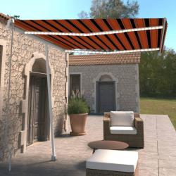 Auvent manuel rétractable avec LED 300x250 cm Orange et marron