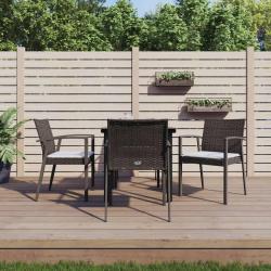 Ensemble à manger de jardin 5 pcs coussins résine tressée acier