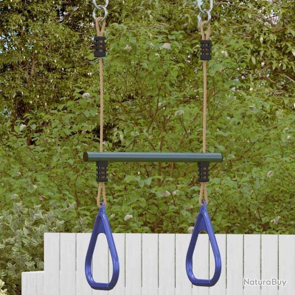 Barre de trapze et anneaux de gymnastique d'enfants acier