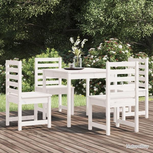 Ensemble  manger de jardin 5 pcs blanc bois massif de pin