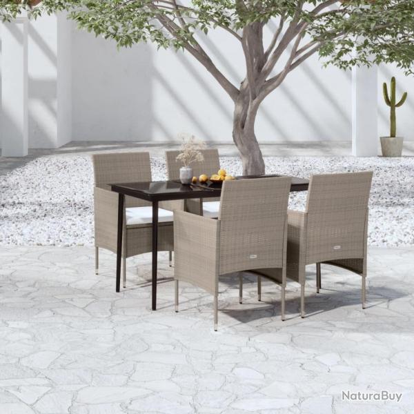 Ensemble  manger de jardin coussins 5 pcs Beige/noir