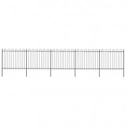 Clôture de jardin avec dessus en cerceau Acier 8,5 x 1,5 m Noir