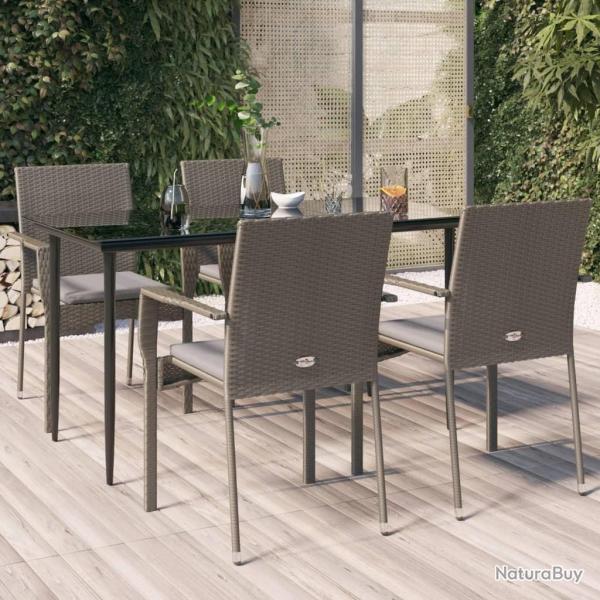 Ensemble  manger de jardin coussins 5 pcs noir et gris