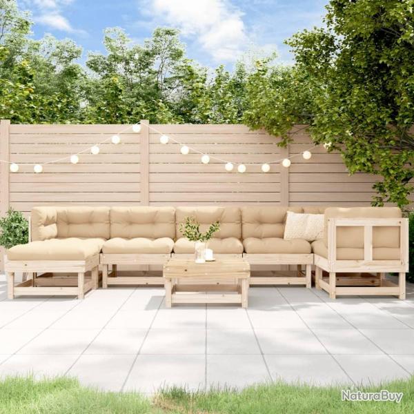 Salon de jardin 8 pcs Bois de pin massif