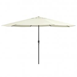 Parasol de jardin avec mât en métal 390 cm blanc sable