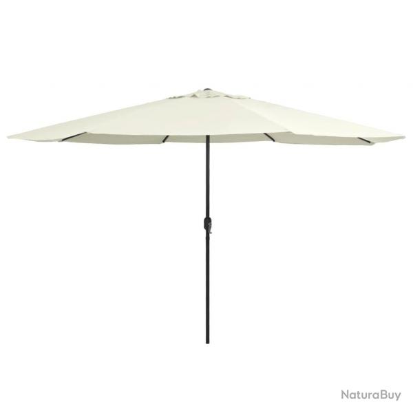 Parasol de jardin avec mt en mtal 390 cm blanc sable