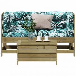 Salon de jardin 3 pcs avec coussins bois de pin imprégné
