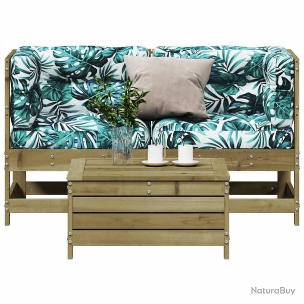 Salon de jardin 3 pcs avec coussins bois de pin imprgn