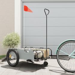Remorque de vélo gris et noir tissu oxford et fer