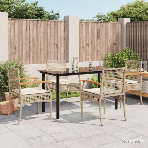 Ensemble  manger de jardin avec coussins 5pcs Beige poly rotin