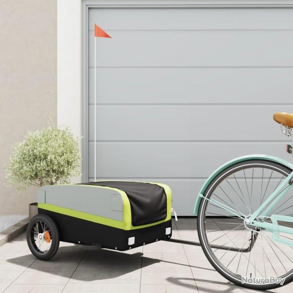 Remorque de vlo noir et vert 30 kg fer