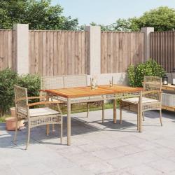 Ensemble à manger de jardin coussins 4 pcs beige résine tressée
