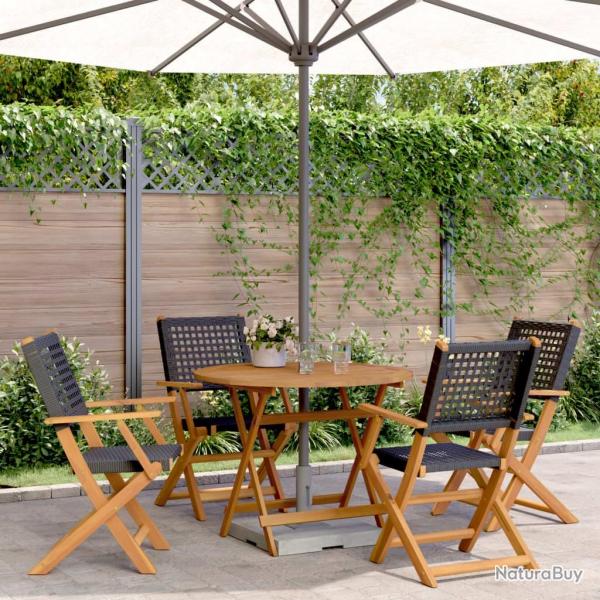 Ensemble  manger de jardin 5 pcs rsine tresse et bois massif