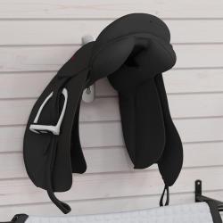 Porte-selle avec crochet de bride à un bras pliable noir fer