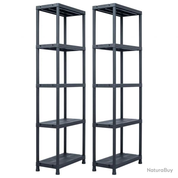 tagres de rangement 2 pcs Noir 125 kg 60x30x180 cm Plastique