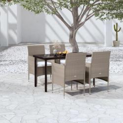 Ensemble à manger de jardin coussins 5 pcs Beige/noir