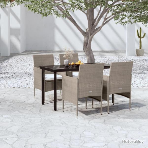 Ensemble  manger de jardin coussins 5 pcs Beige/noir